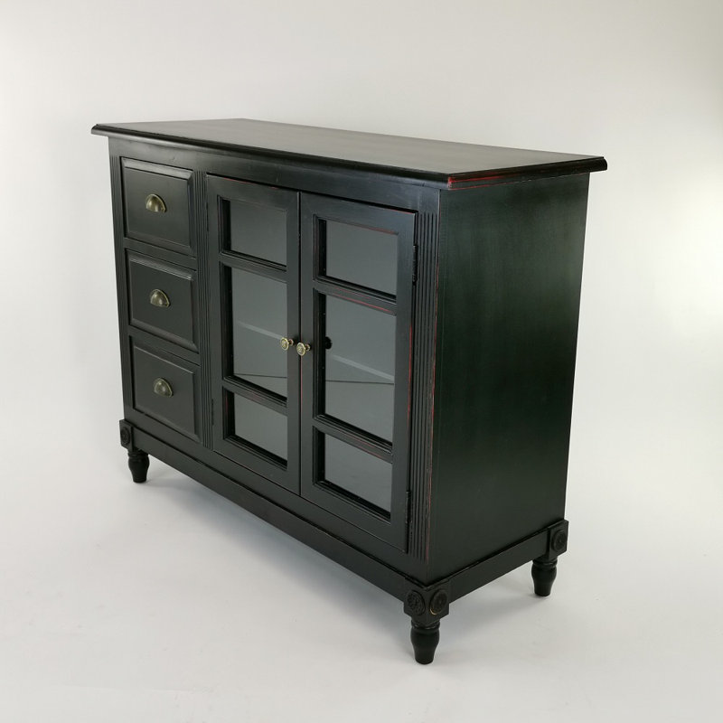 Haleyville 46'' Solid Wood Sideboard, Antique Black