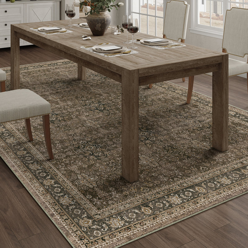 Kellems Vintage Machine Washable Area Rugs For Living Room With Non-Slip Backing, Rectangle 6' x 9'
