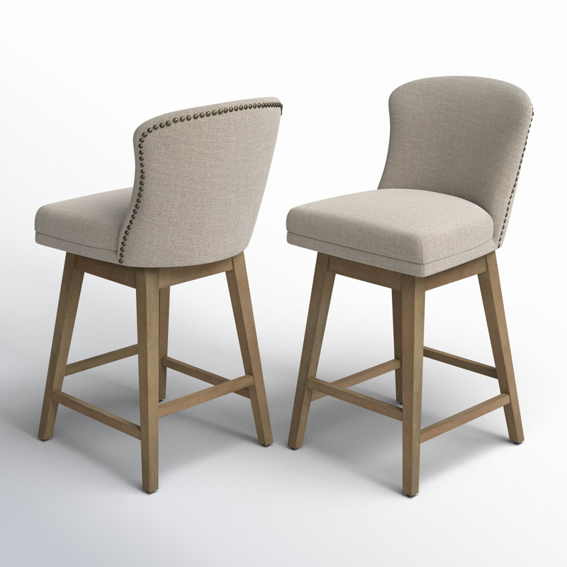 Tabouret de comptoir pivotant 26 po Azena, Polyester - Brun clair, Brun clair