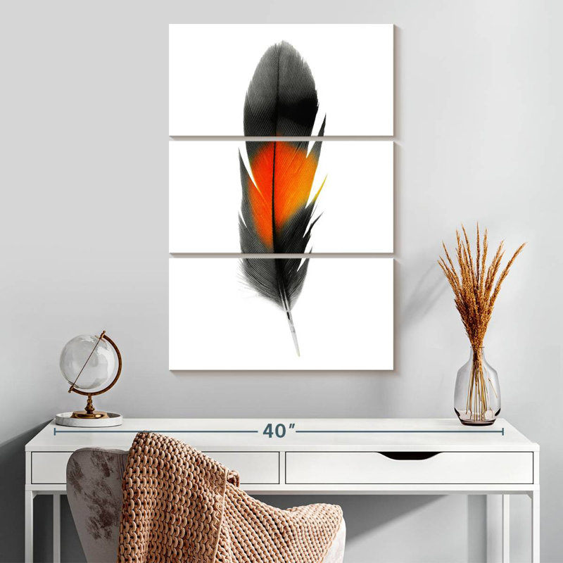 Kerner Black And Orange Feather, 32" H x 20" W