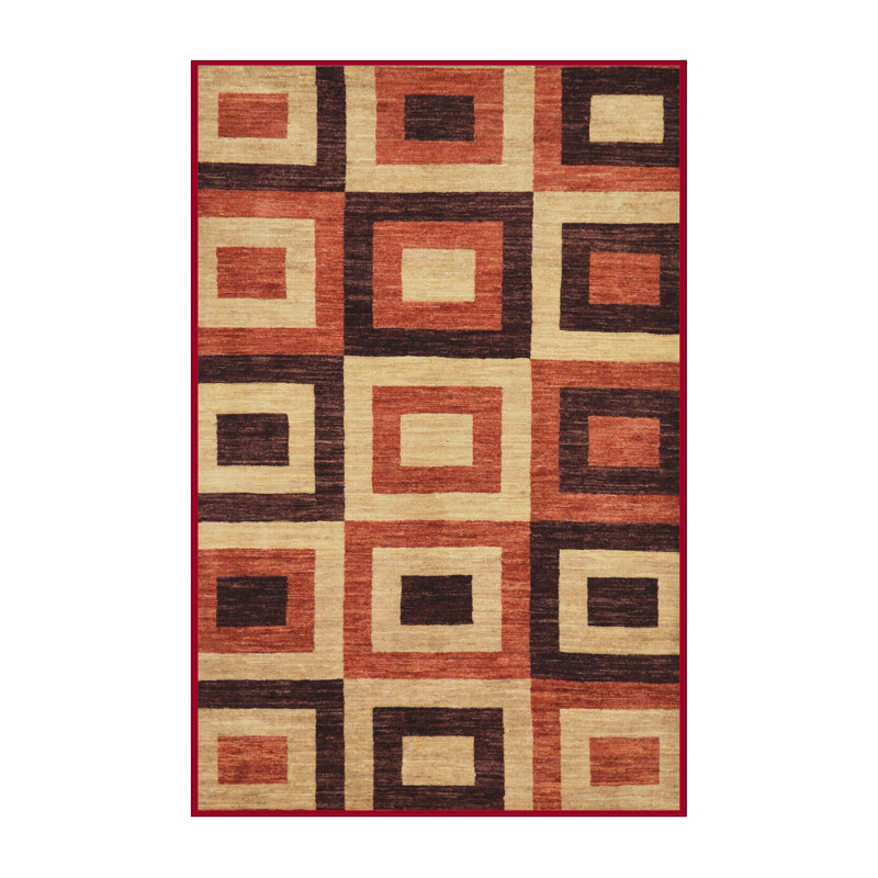 Tapis décoratif multicolore à motif abstrait, Rectangle 4 pi x 6 pi