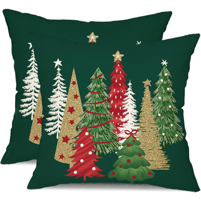Housses de coussin de Noël 18 x 18 pouces, ensemble de 2 coussins décoratifs pour arbre de Noël, décoration de Noël d'hiver pour le canapé de la maison TH-50B18