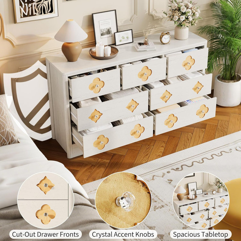Commode à tiroirs pour chambre à coucher, commode large, commode, commode en bois avec armoire de rangement pour vêtements