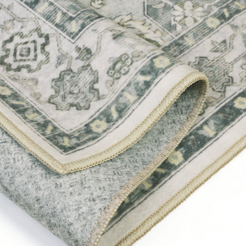Tapis oriental performance Roehit, Rectangulaire 8 pi x 10 pi, Jaune / ivoire / vert