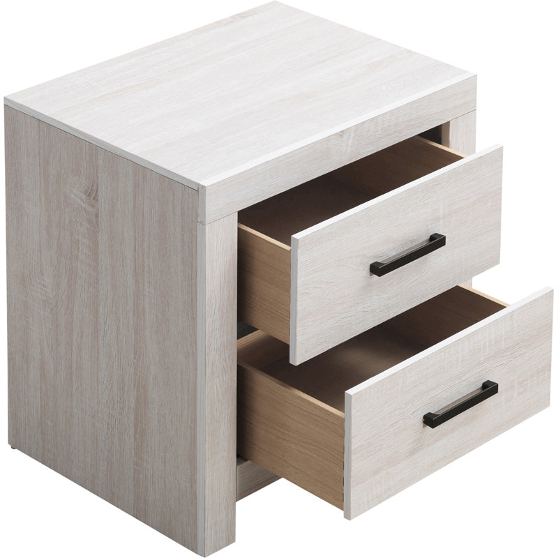 Table de chevet 2 tiroirs Coastal White, Blanc