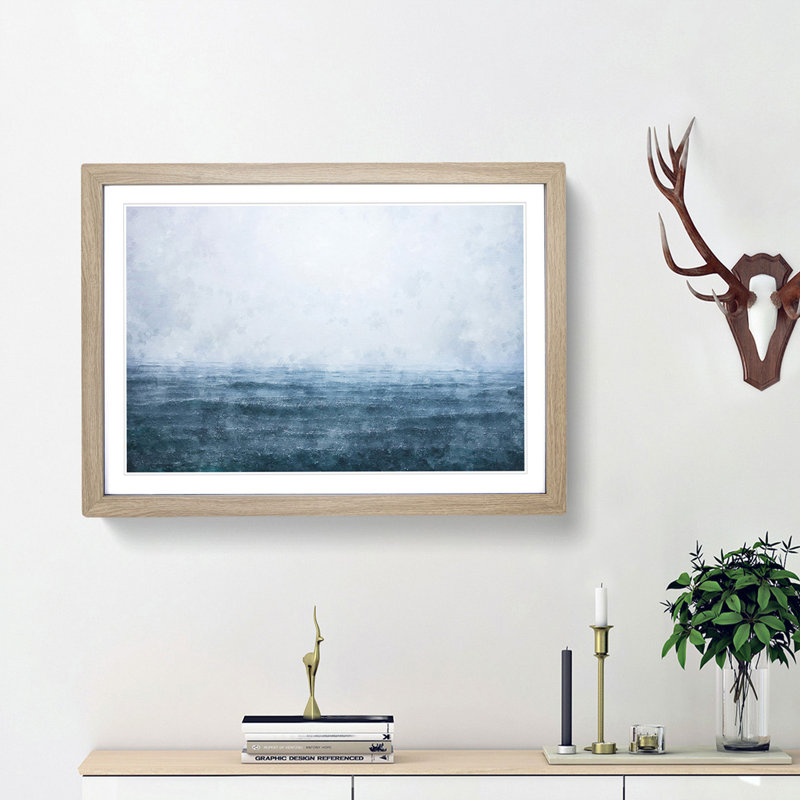 Ocean Rain in Cambodia - Picture Frame Graphic Art Print, 45cm H x 63cm W x 2cm D, Oak Framed