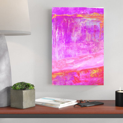 Reproduction abstraite rose sur toile