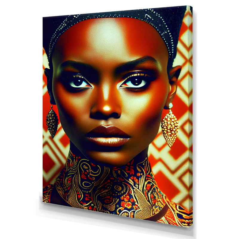 «Avant-Garde Elegant African Woman VII», reproduction sur toile, H 32 po x l 16 po x P 1 po, Toile tendue
