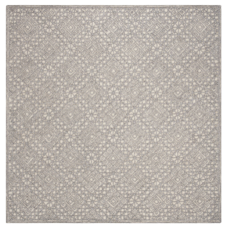 Saranac Trace Hand Tufted Wool Geometric Rug, Square 6'
