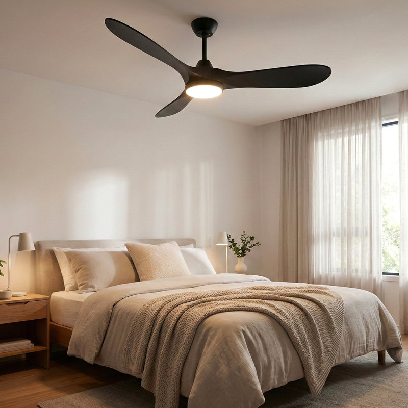 Ceiling Fans With Lights And Remote Control,Quiet Noiseless Reversible Dc Motor,6 Speeds,Timers, 3 Cct, Indoor Use, Plastic Blades,52 Inch Black Modern Ceiling Fan For Bedroom Living Room