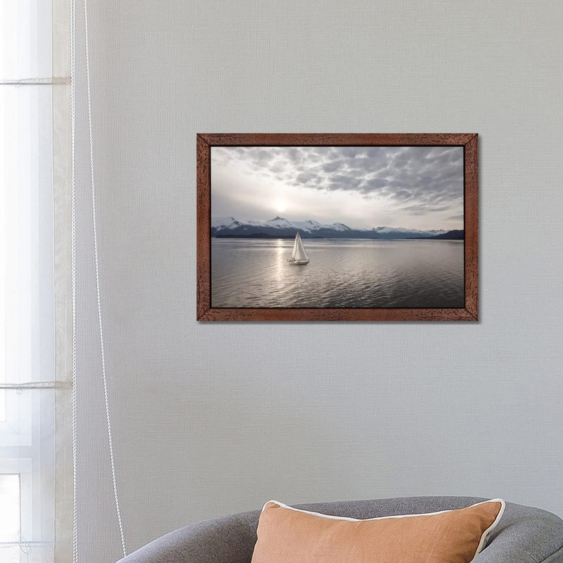 Sailing At Sunset, Alaska 09 by Monte Nagler - Print on Canvas, Brown Framed, 66.04 cm H x 45.72 cm W