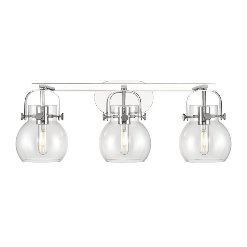 Éclairage pour meuble-lavabo mural 3 lumières 6 po Skerry, Transparent, Chrome poli