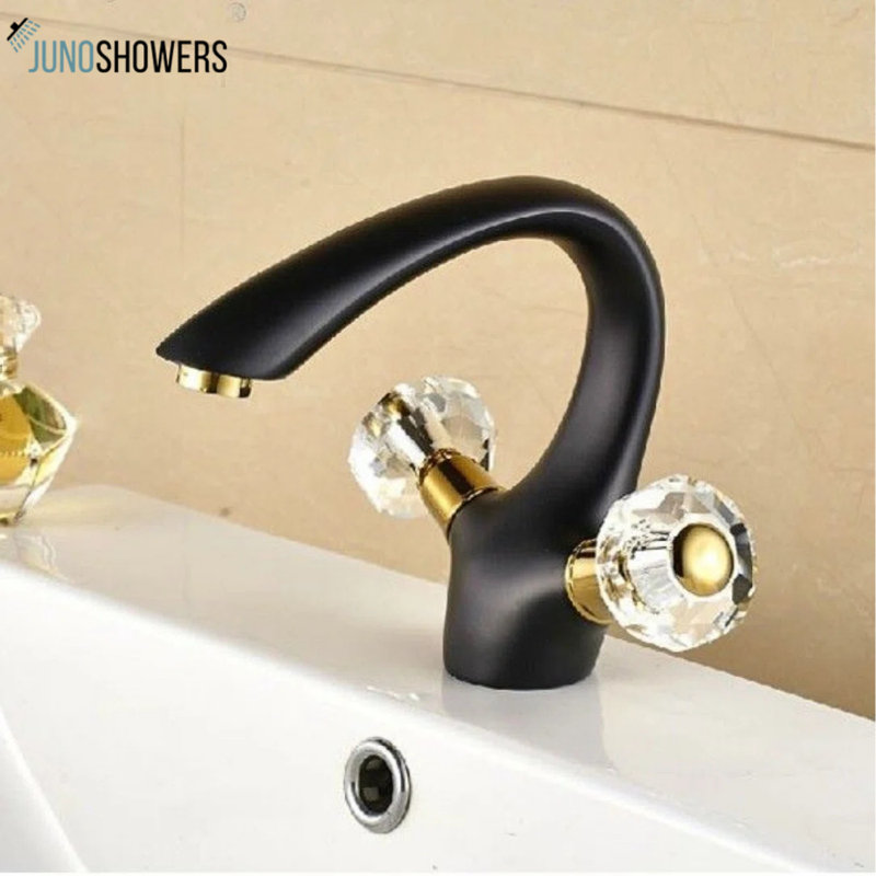 Oil Rubbed Bronze Dual Handle Vessel Sink Faucet – Deck-Mounted Bathroom Tap by Juno