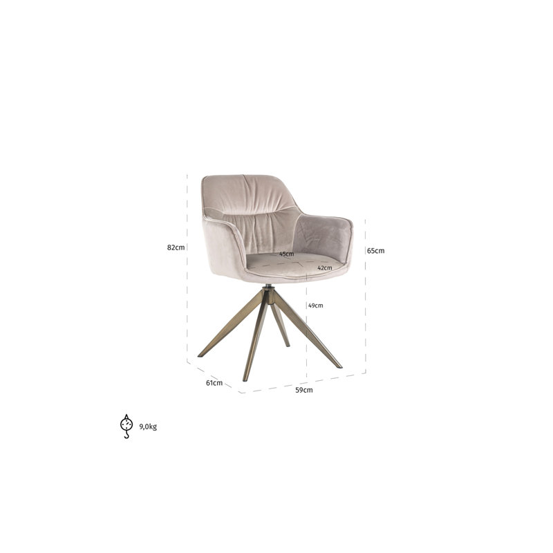 Aline Swivel Armchair, Brown 100% Polyester