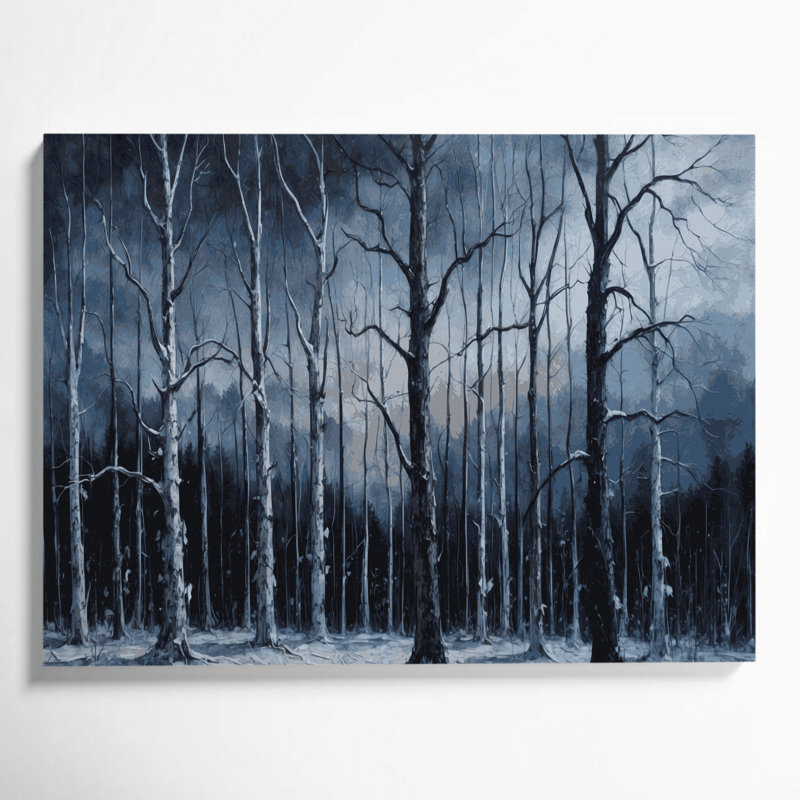«Halloween Bare Winter Tree», art mural sur toile grise, H 11 po x l 14 po
