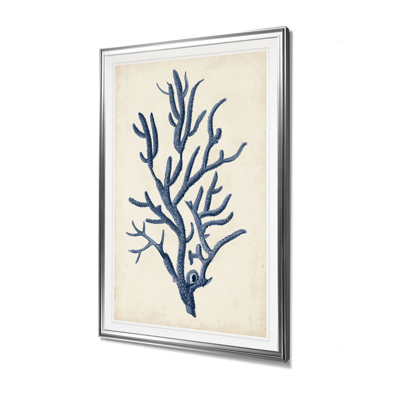 « indigo corail iv », impression, H 24 po x l 20 po x P 1,5 po, Cadre argenté