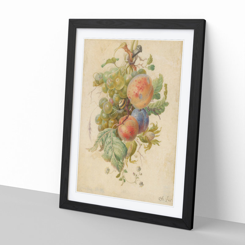 Still Life Fruit by Herman Henstenburgh - Picture Frame Painting, Black, 36cm H x 27cm W x 2cm D