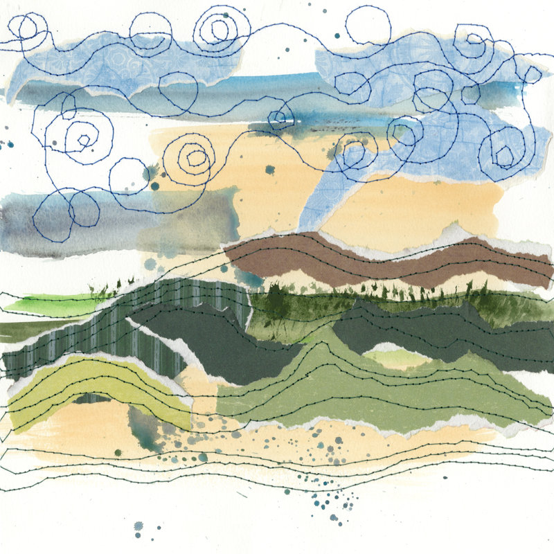 Stitched Landscape III, H 12 po x l 12 po