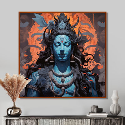 Portrait Of Blue Shiva - Hinduism Wall Art Print