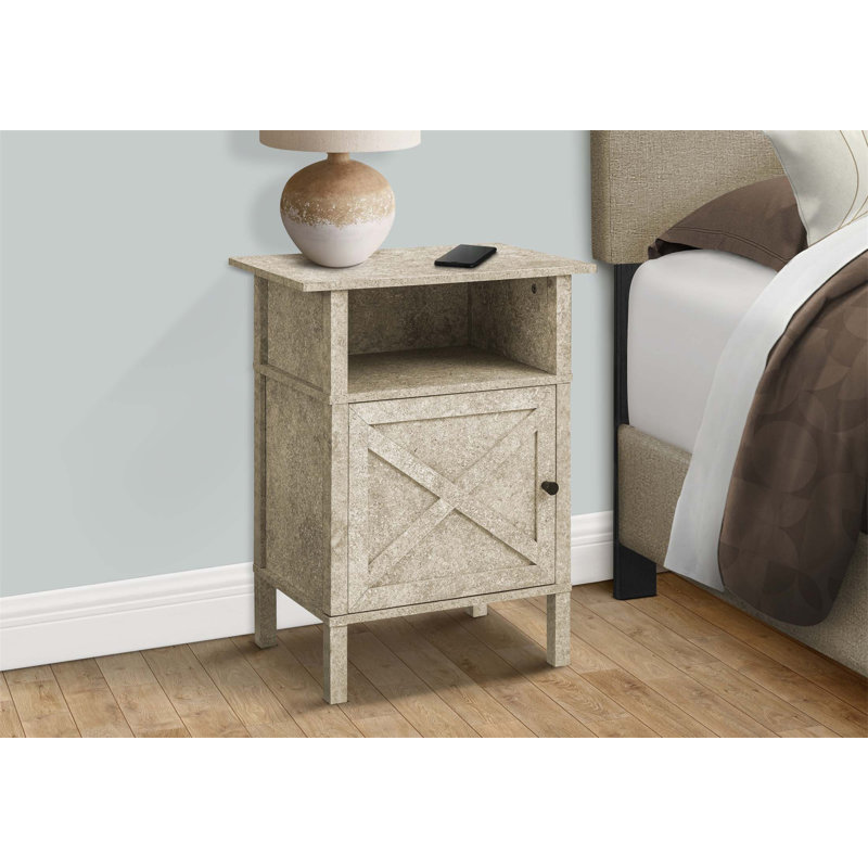 Table d'appoint transitionnelle en stratifié crème avec rangement, parfaite pour les petits salons et les chambres
