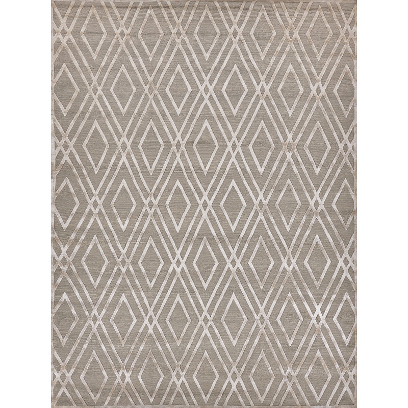 Metro-Velvet Geometric Area Rug in Light Beige, Rectangle 12' x 15'