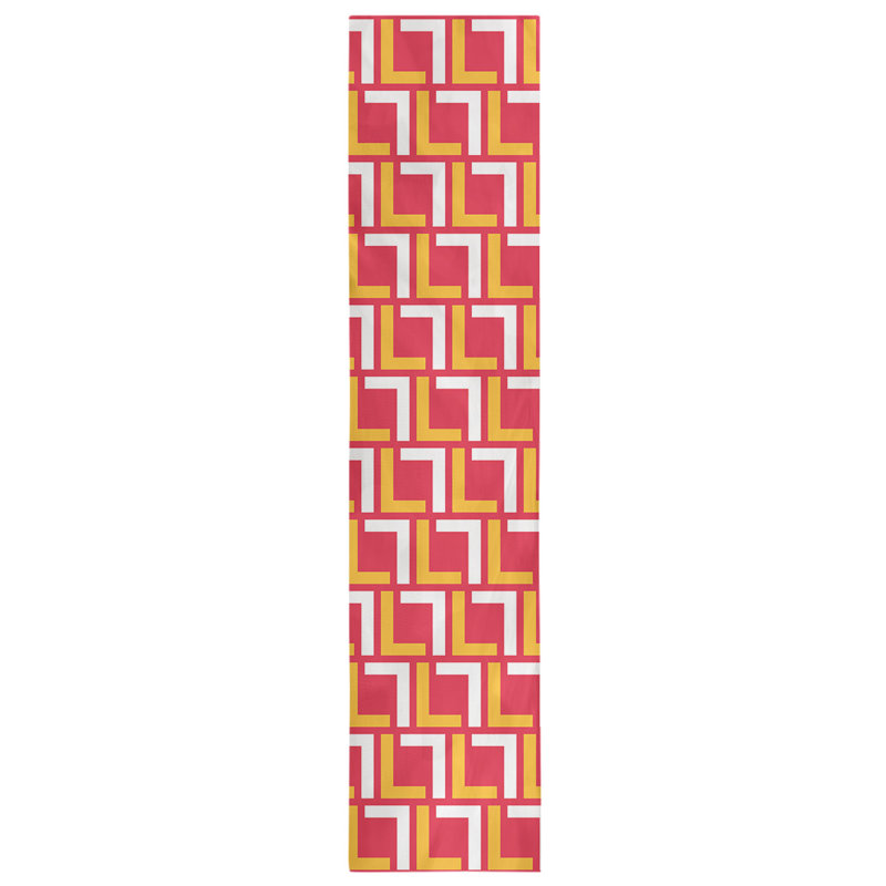 Chemin de table Kansas, 90 po x 16 po, Rouge / or / blanc, polyester