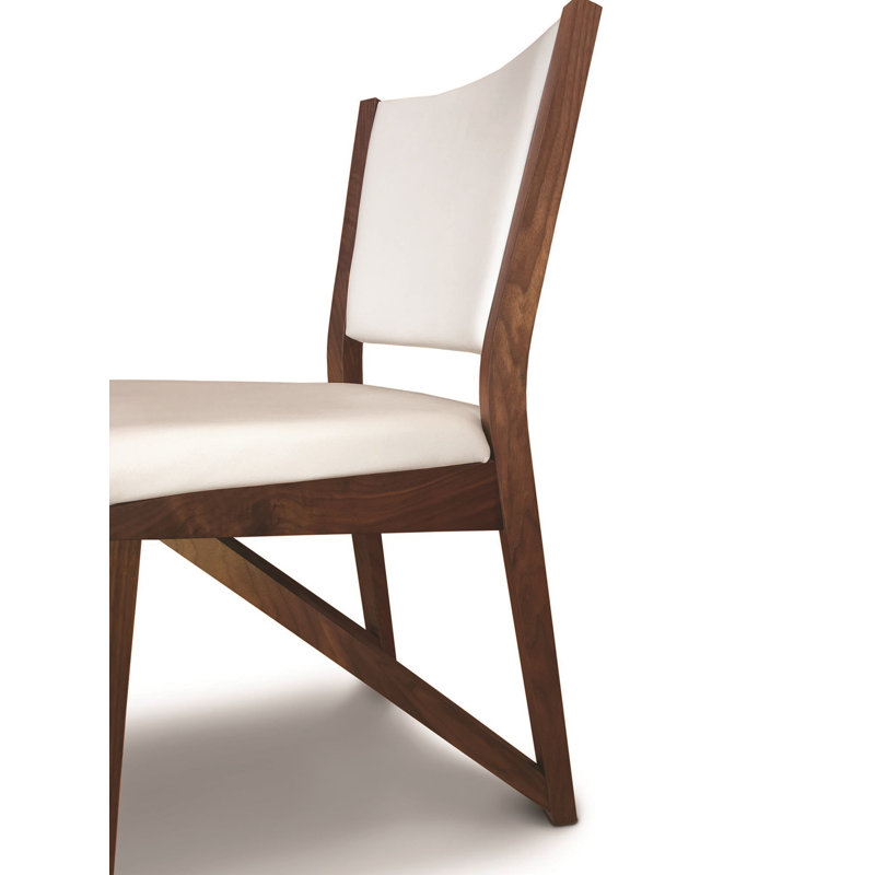 Exeter 19'' H Upholstered Side Chair, White Leather, Natural Walnut