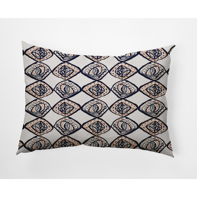 Housse de coussin carrée/insert, Bleu marine / Orange, Géométrique 2