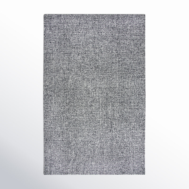 Tapis noir / blanc en laine touffeté à la main Britley, Rectangulaire 3 pi x 5 pi