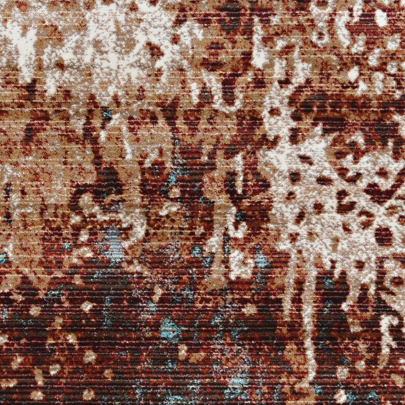 Tapis rouille et bleu sarcelle Crittenden, Rectangle 5 pi x 8 pi