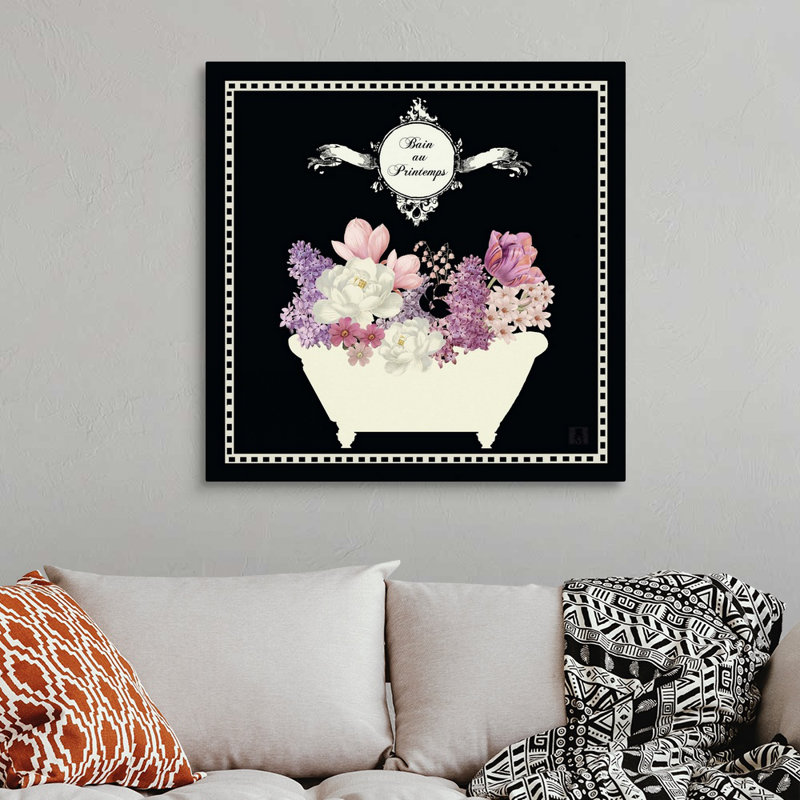 « bains of jardin ii black », reproduction d’impression, H 35 po x l 35 po x P 1,5 po, Toile