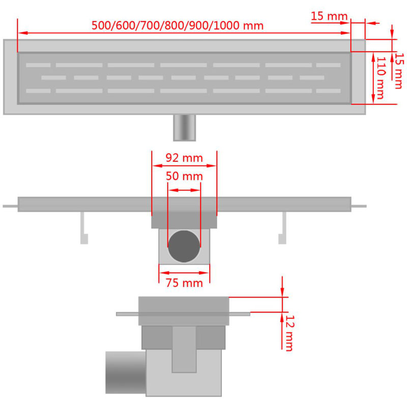 Dorinne 14cm Linear Grid Waste Shower Drain