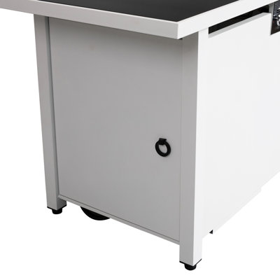 50000 Fire Pit Table, Stainless Steel, Rust , Contemporary, White With Ignition And Door Table Steel Base, , Heat For Deck