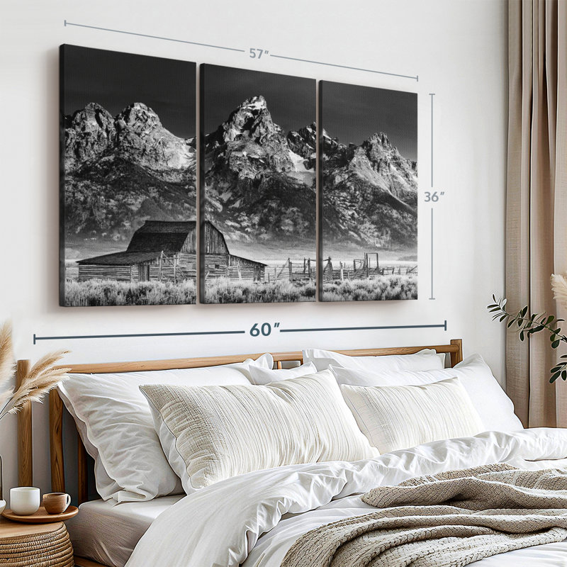 «Mountainside Moulton Barn», 3 pièces sur toile, H 36 po x l 57 po x P 1,25 po
