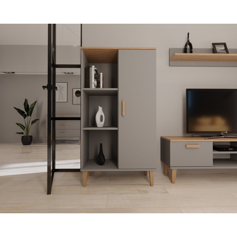Amirah 120cm H x 80cm W Standard Bookcase, Grey