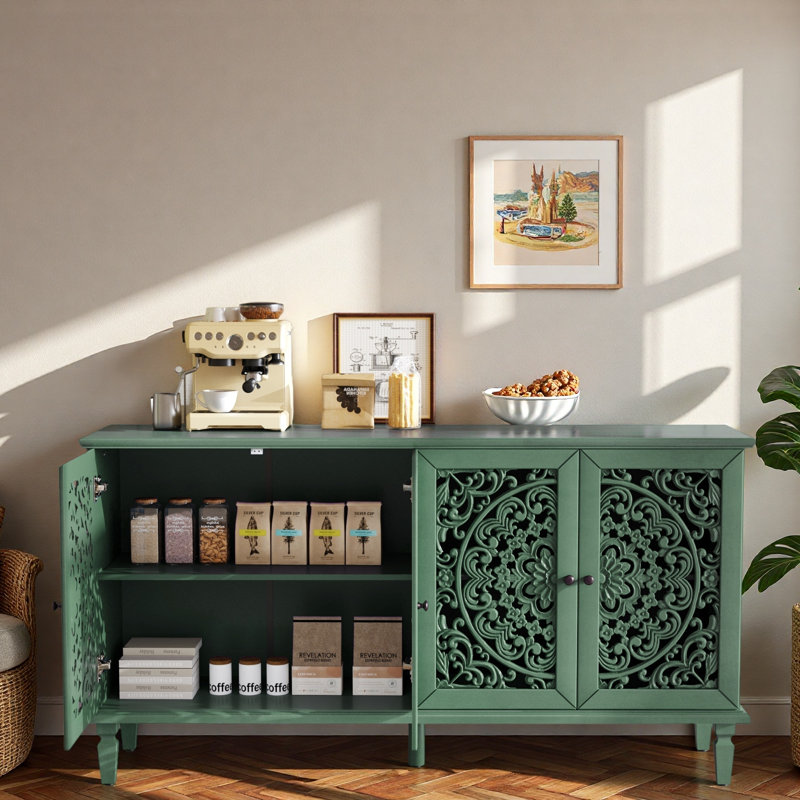 Buffet floral ajouré Floral, Vert antique