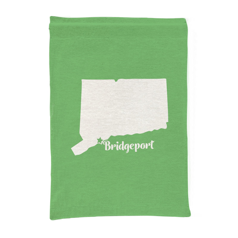 Douce demeure de Bridgeport — Silhouette de l'État du Connecticut — Tapisserie murale tissée au format portrait