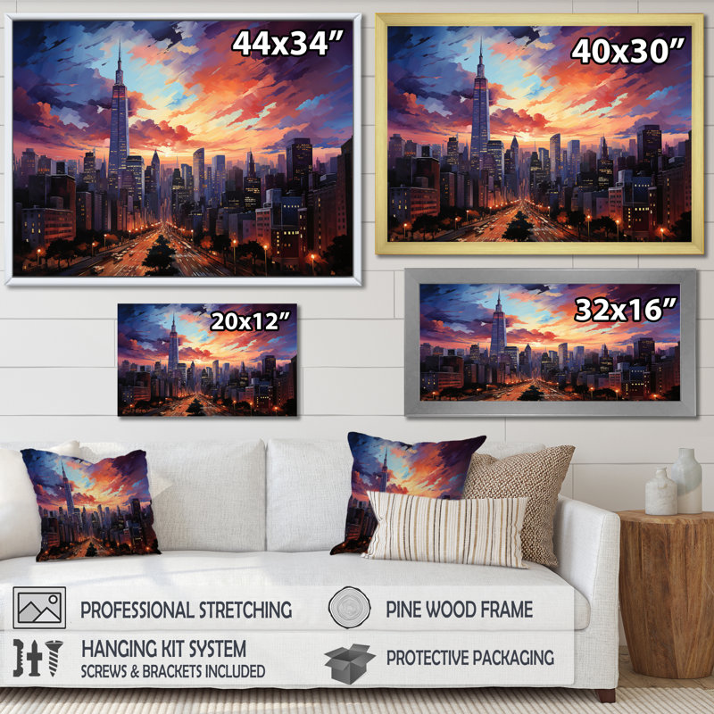 «Skyscrapers Glass Giants II», reproduction sur toile, Cadre photo noir, H 12 po x l 20 po x P 1 po