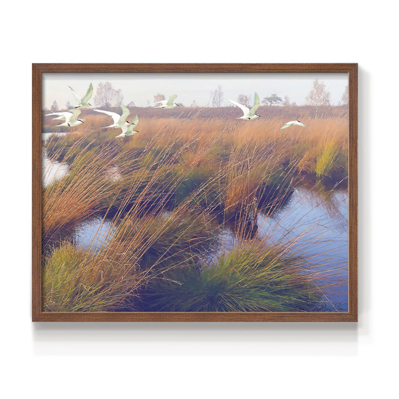 Marshland Hues II - Reproduction encadrée - Restickable, H 11 po x l 14 po, Noyer