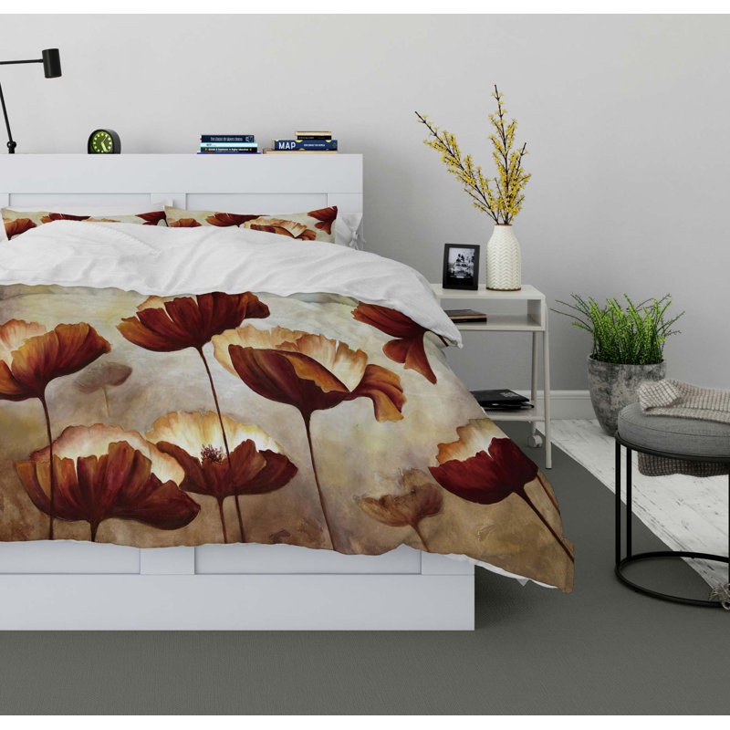 Poppies Polyester Twill Duvet Cover, Twin Duvet Cover + 1 Pillow Case