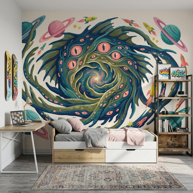 Décoration murale galaxie Galaxy vortex Space, 160 po x 108 po, Peler et coller