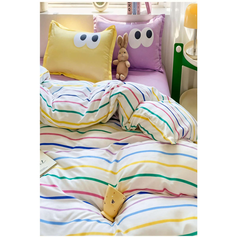 100% Cotton Ranforce Double Quilt Cover Set, Lilac | 79 x 79 inches Duvet Cover & 31.5 x 31.5 inches Pillowcases (2 Pieces) | Machine Washable, 145 Thread Count, Button Closure | Soft & Durable Bedding for a Cozy Bedroom