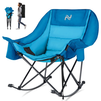 Fauteuil de camping berçant surdimensionné pour adultes, fauteuil inclinable rembourré robuste de 400 lb avec poche latérale