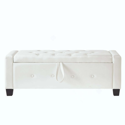 Ottoman Bench With Storage, Bench For Bedroom,Living Room,Hallway, Upholstered Tufted Faux Leather PU Ottoman