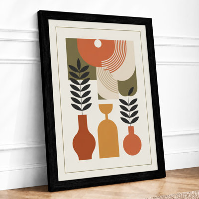 Still Life in Terracotta Mid-Century 1 Piece Single Picture Frame Wall Art