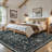 Machine Washable Floral Area Rug with Non-Slip Backing, Oriental Inspired Vintage Design for Living Room, Bedroom, Dining Room, and Home Office-310363074