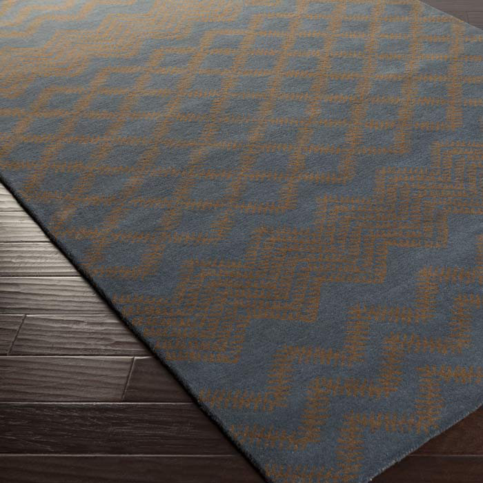 Halverson Hand-Tufted Wool Mocha/Navy Area Rug, Runner 2'6" x 8'