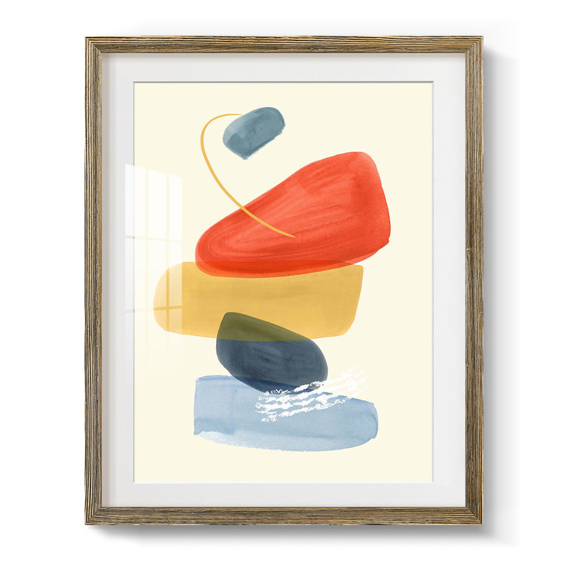 Ensemble de couleurs vives II, Papier avec cadre noyer, Blanc