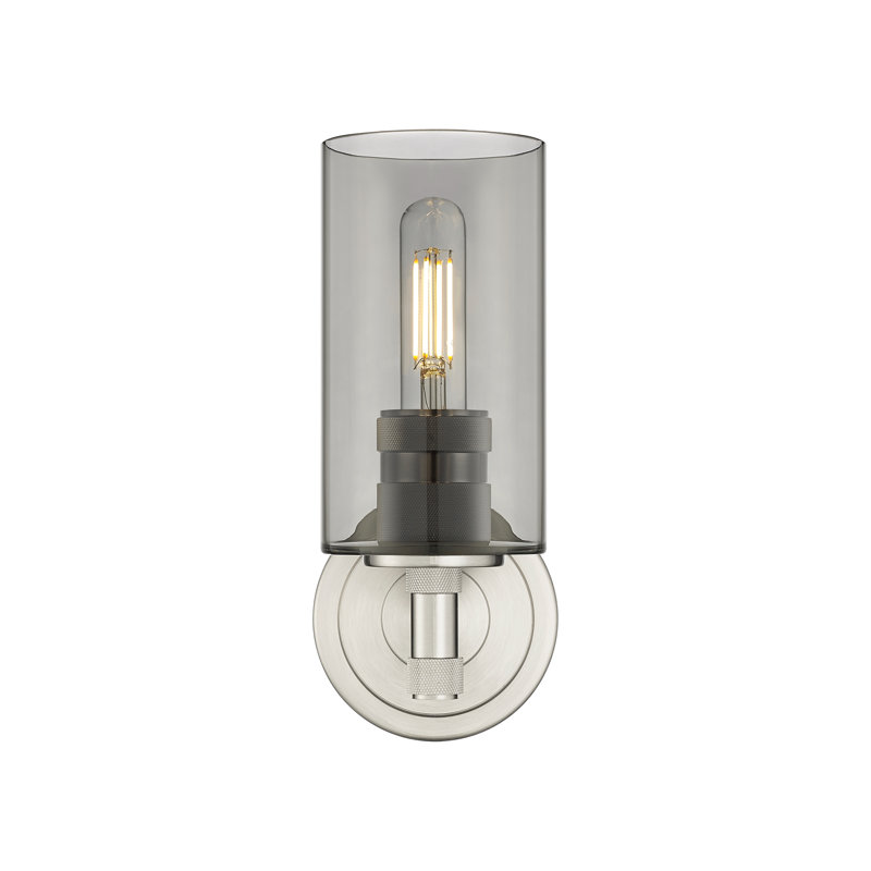 Applique murale 1 lumière Crown Point, Plaqué couleur fumée, Nickel satiné, H 10,5 po x l 3,88 po x P 6,5 po