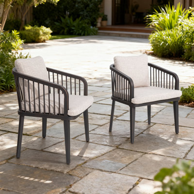 Asheville Patio Aluminum Dining Chair With Cushions